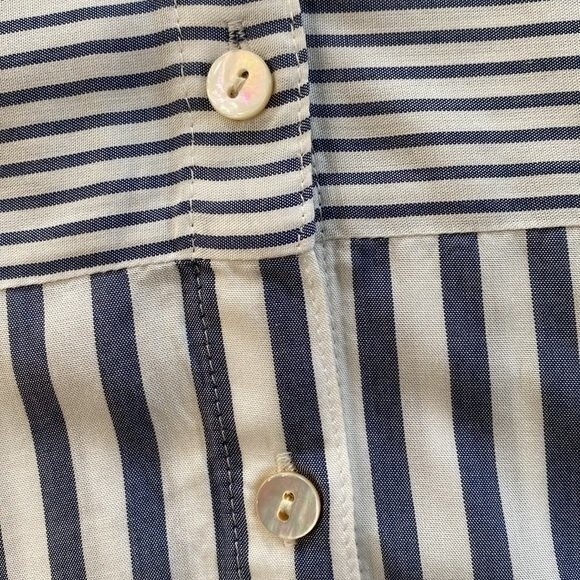 J Jill Stripe Button Front Peplum Tunic Top Blouse Oversized V-Neck Long Sleeve - Picture 13 of 13